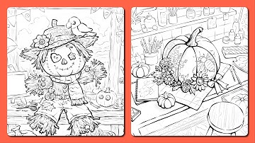 Zen Color by Number App Pumpkin Handmade Scarecrow & Art Studio Zen Life Collection I #coloringbook