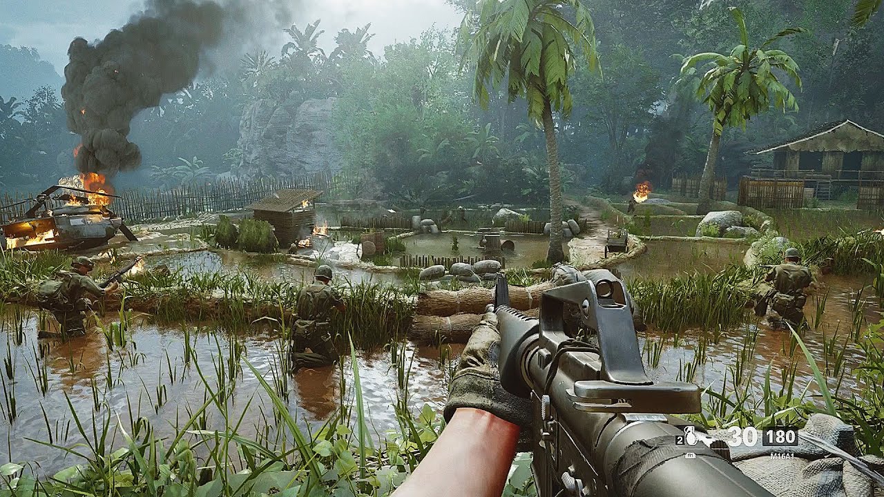 เกม สงคราม เวียดนาม  2022  Vietcong Rice field Ambush - Vietnam Gameplay - Call of Duty Black Ops Cold War