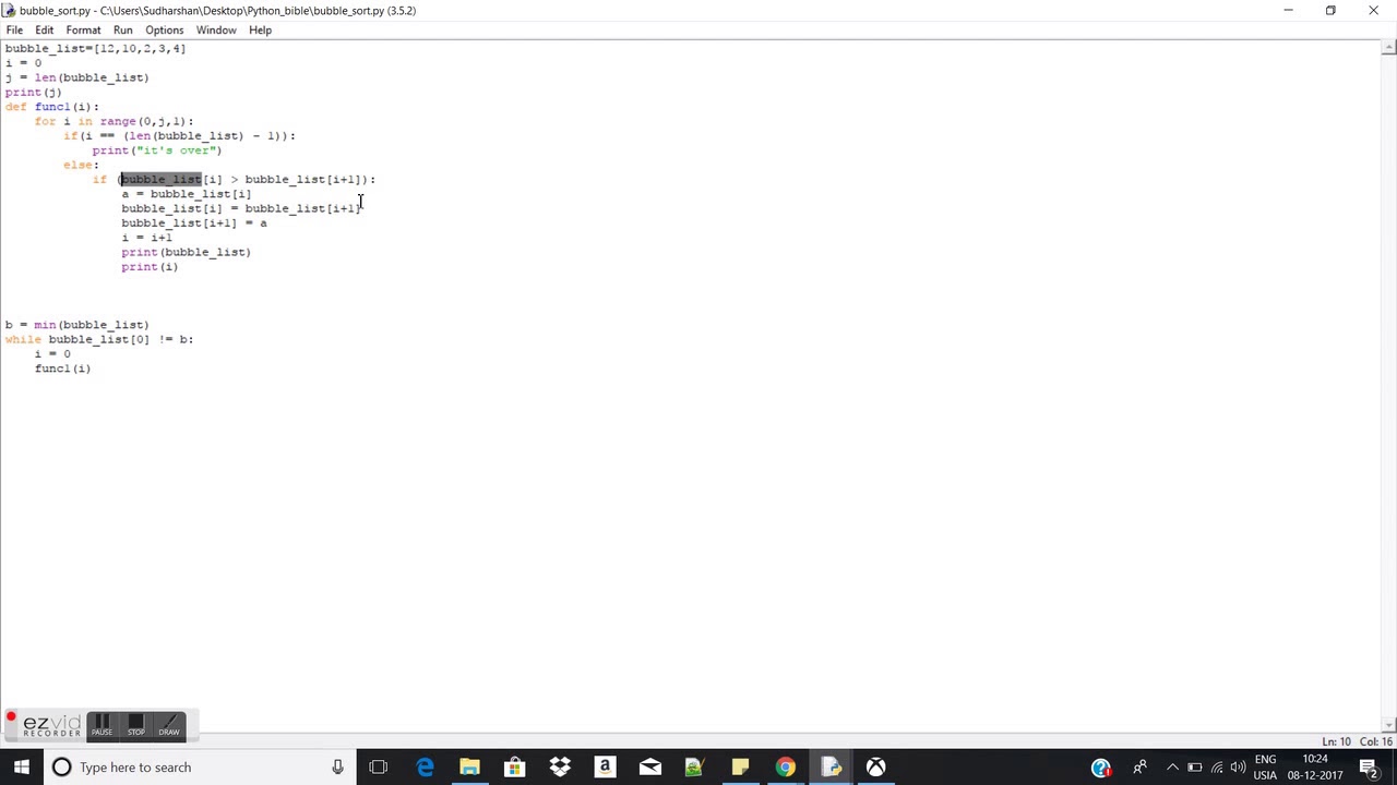 Bubble sort in python made easy - YouTube