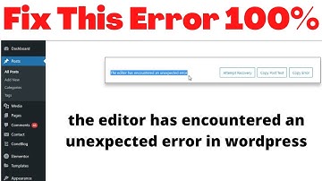 the editor has encountered an unexpected error in word press | Information And Tech |