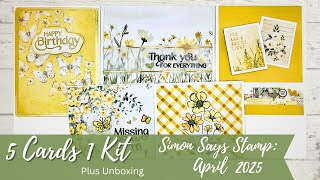 5 Cards 1 Kit plus Unboxing Simon Says Stamp April 2025 Card Kit of the Month Butterfly Blossoms