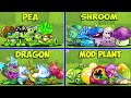 4 team pea x shroom x dragon x mod plant  who will win  pvz 2 team plant vs team plant