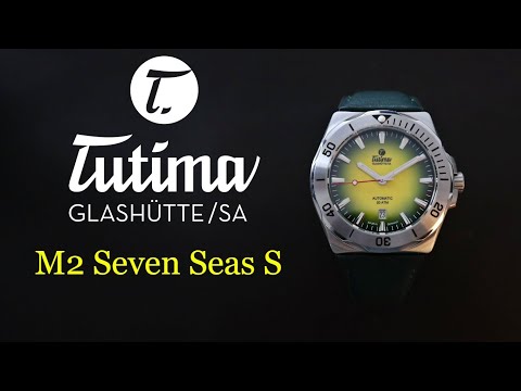 Tutima M2 Seven Seas S 6155-09 - Yellow/Green Fume Dial - 500m Dive Watch Made In Germany