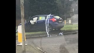 Car Crash on St Barnabas Church Roundabout  Gloucester