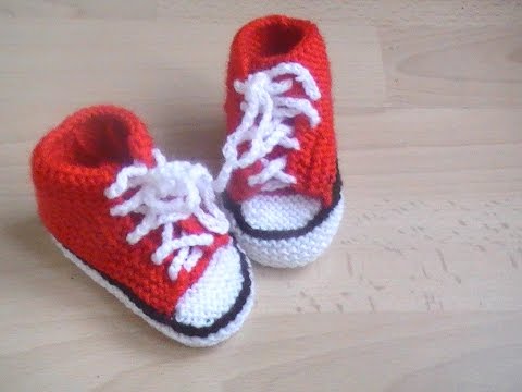 Chausson Basket Pour Bebe Au Tricot 2 Partie Youtube