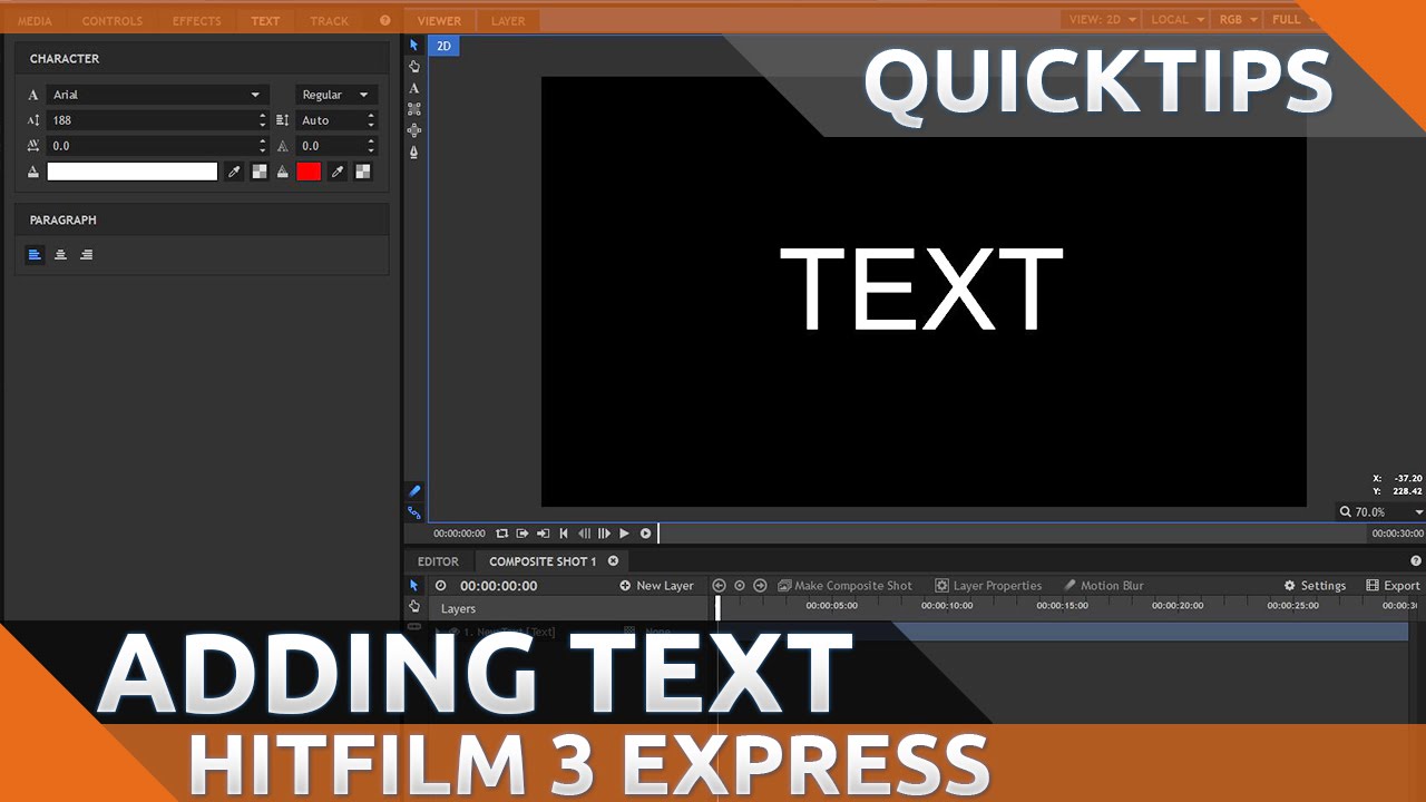 how to add text in hitfilm pro