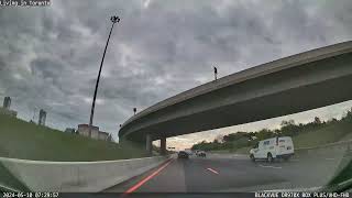 A broken tire was left at the Bayview Avenue ramp to Highway 401 eastbound.