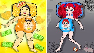 Pregnant Squid Doll vs Pregnant Poppy Dress Up - Rich & Poor Mom & Daughter Life ❤️ Woa Doll Stories