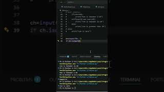 Python Tutorial: Check if User Input is Alphabet or Digit #programming #coding #python #shorts