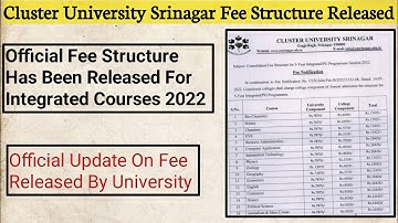 Cluster University Srinagar Releases Fee Structure For Integrated Courses 2022