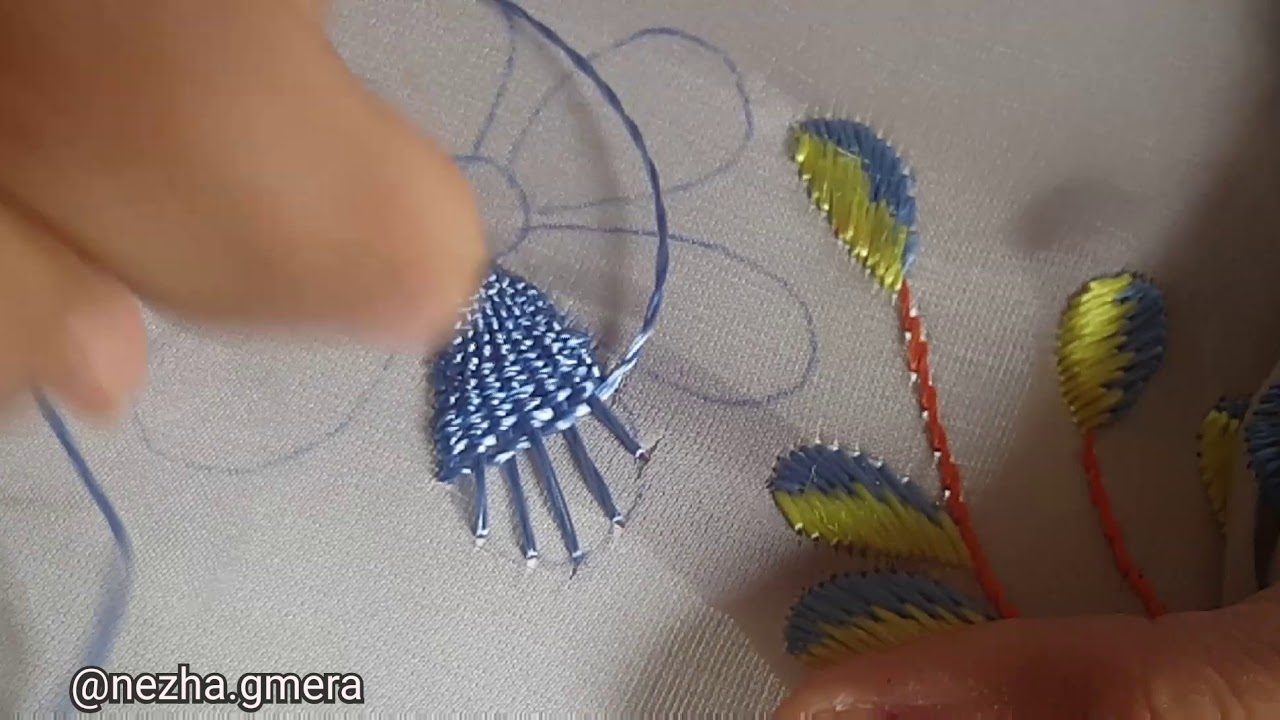 #tarz#broderie#طرز التركي   الطرز التركي على شكل وردة بطريقتي الخاصة ومختلفة بشرح مبسط#