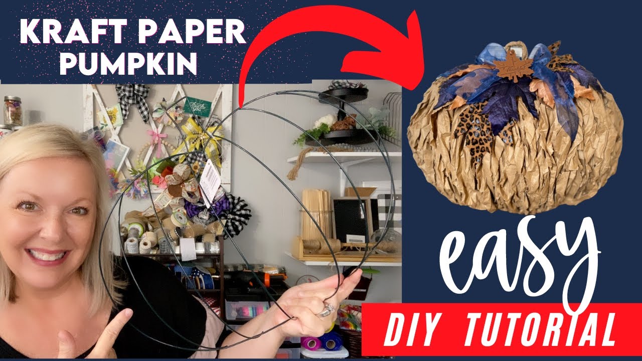 Dollar Tree Kraft Paper Pumpkin Fall DIY Fall Pumpkin Craft Fall
