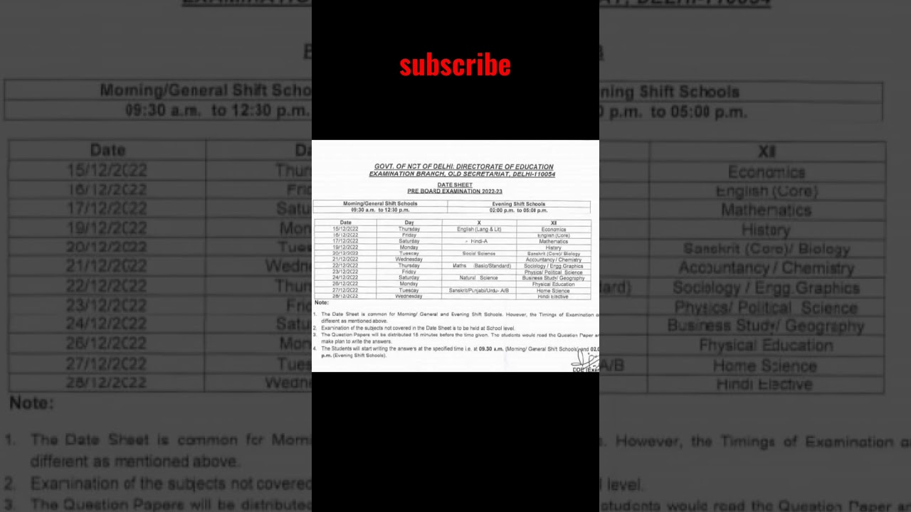 cbse class 10th and 12th pre board date sheet 2022-23 