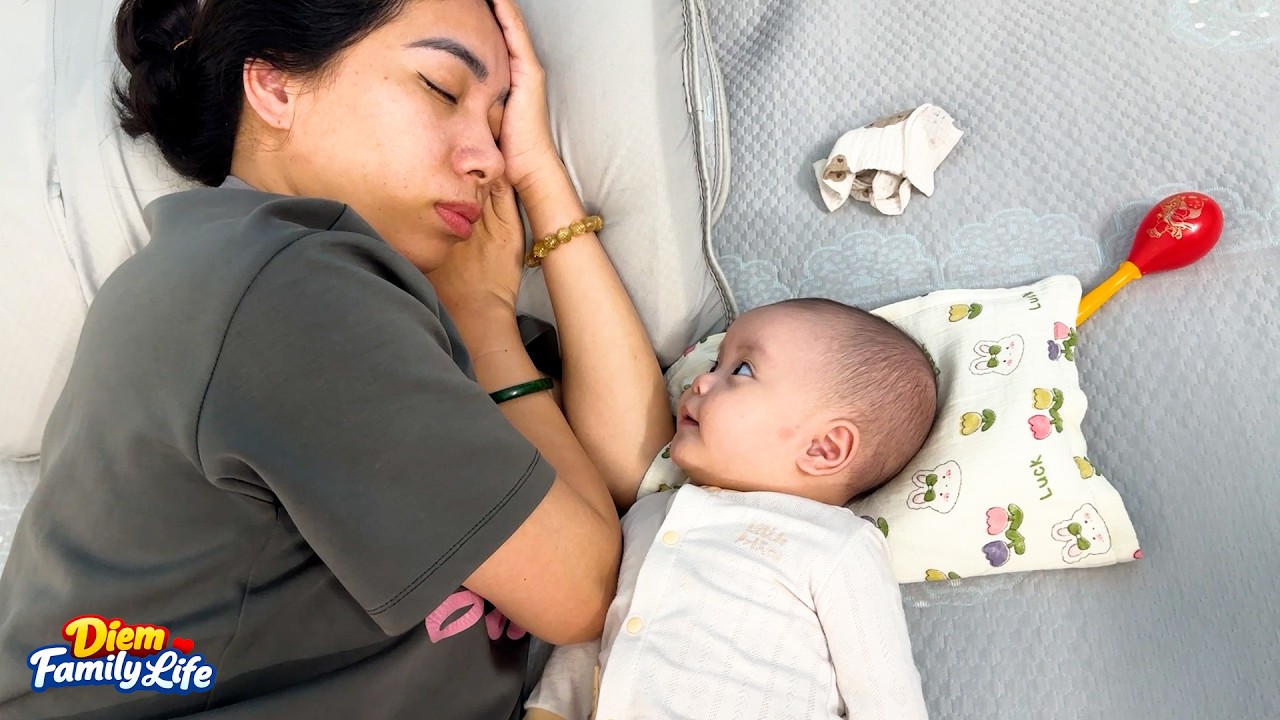 Mom gets a terrible headache from baby Kim crying so much