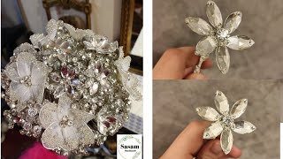 طريقة وردة بالكريستال والسلك ...فروع ورد بالكريستال لبوكيهات الورد crystal bouquet tutorial