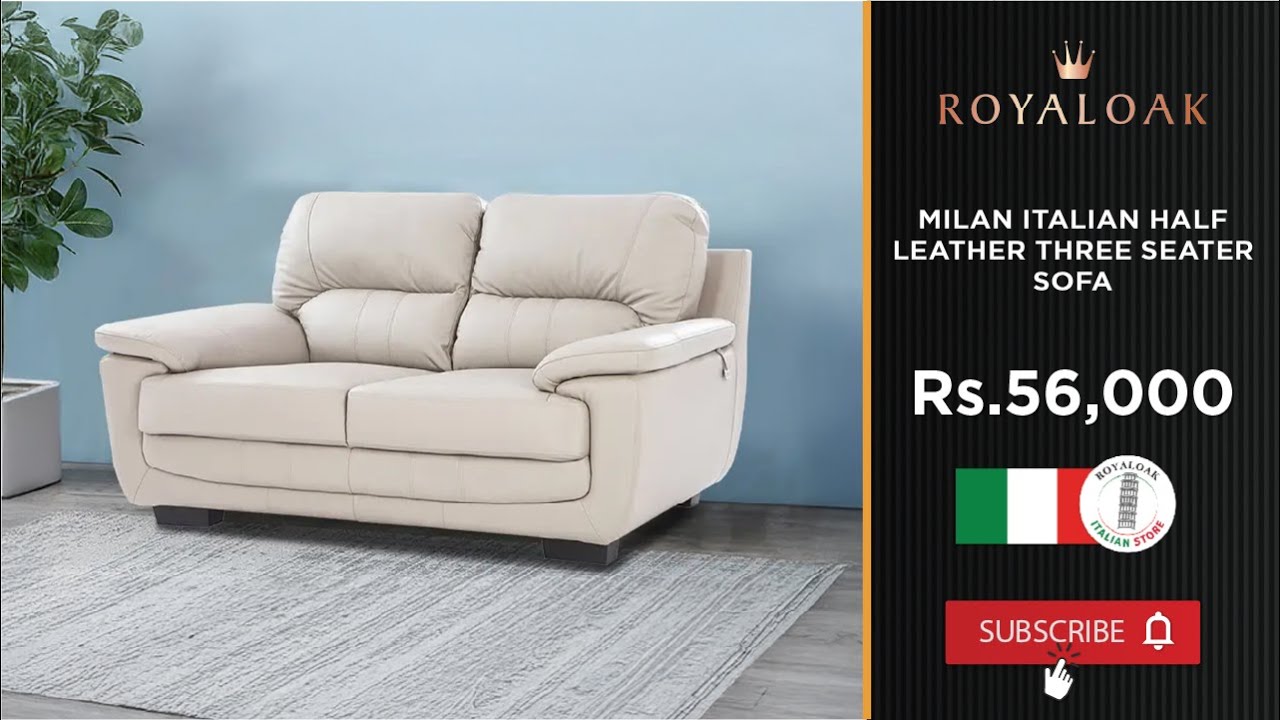 Watch Royaloak | Milan Italian Half Leather Three Seater Sofa on YouTube Watch Royaloak | Milan Italian Half Leather Three Seater Sofa on YouTube