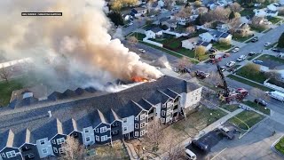 Drone footage of the apartment fire in Bismarck Monday evening