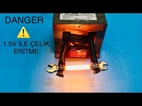 ÇILGIN DENEY 2 - (1.5 VOLT) İLE ÇELİK ERİTME - TRAFOLAR NASIL ÇALIŞIR - Microwave Experiments