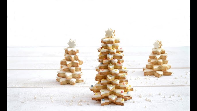 Grand sapin de Noël comestible en sucre avec étoile blanche perle et baies  rouges ; finition brillante et pailletée ; 3D debout fait à la main pour  gâteau de Noël/décoration : 