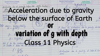 Acceleration Due To Gravity Below The Surface Of Earth Variation Of G Chapter 7 Gravitation