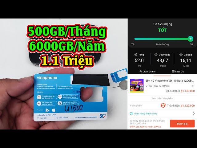 Sim 4G Vinaphone U1500 Trọn Gói 6000GB 12 Tháng, 500GB/tháng không giới hạn DATA