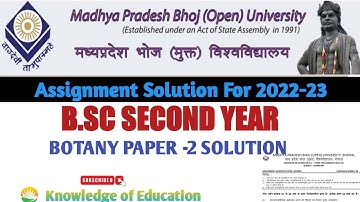 MP Bhoj open university second paper-2 assignment solution , Bsc second year Botany solution