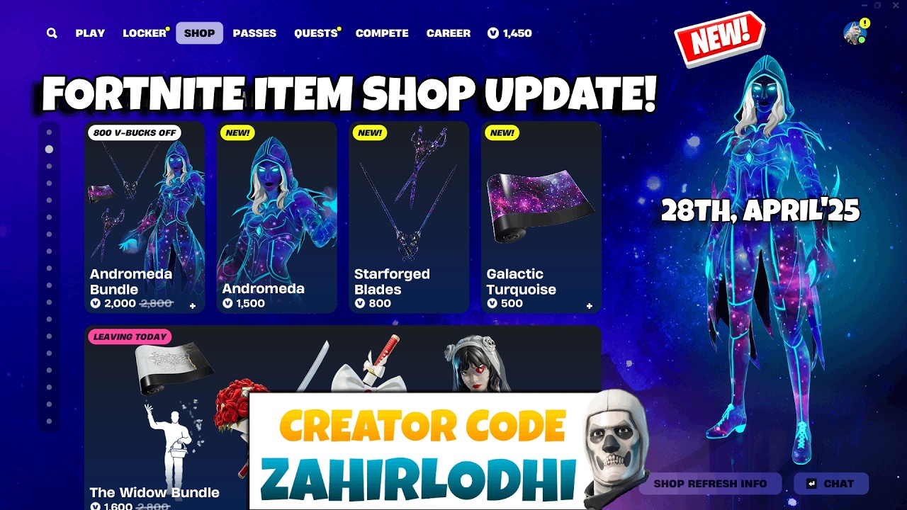 *NEW* ANDROMEDA SKIN & TWO EMOTES! Fortnite Item Shop Update [28th ...