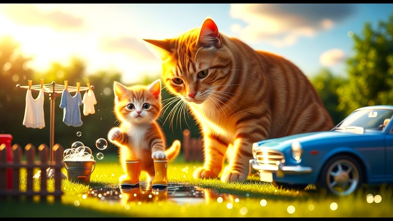 Kitten’s Boots Break in the Rain — Mama Cat Fixes Them With Love