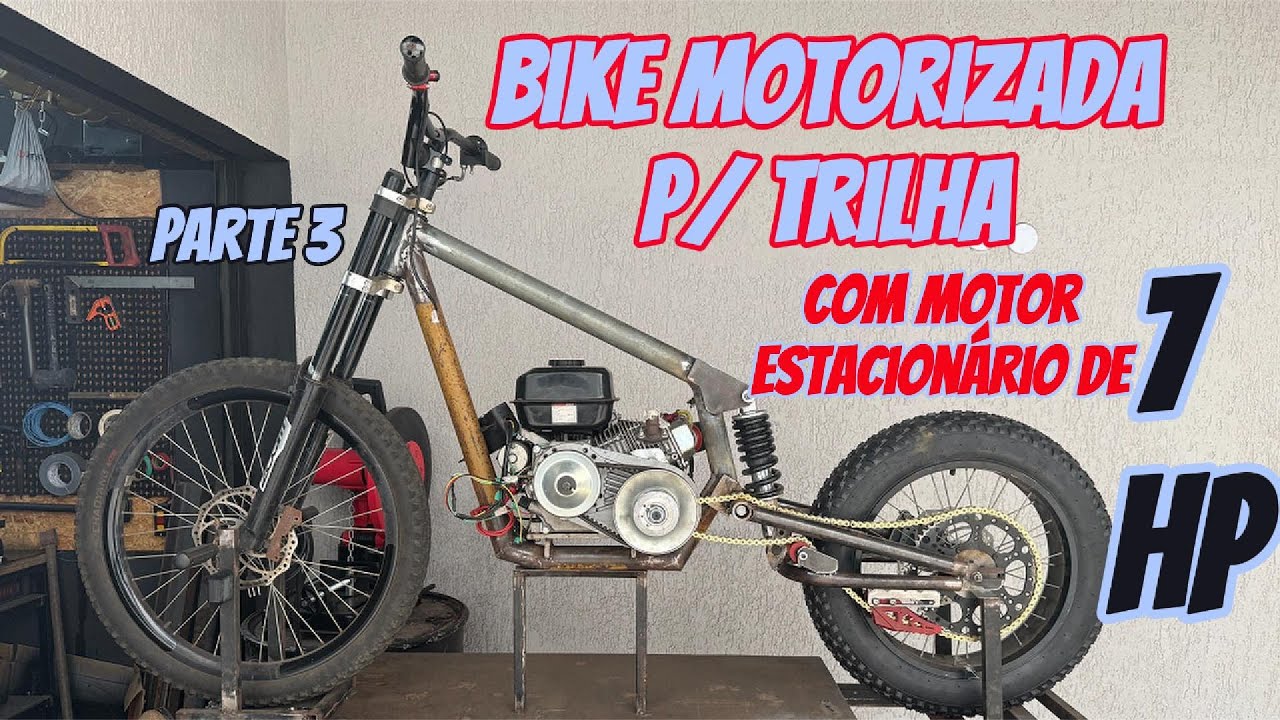 Bike motorizada de trilha com motor estacionário 7HP
