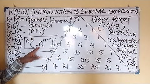MTH 101 (Introduction To Binomial Theorem; Pascal Triangle And Coefficient of Binomial Expressions)