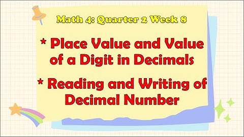 Math 4 Quarter 2 Week 8|Place Value and Value in Decimals| Reading and Writing Decimals ||MaamCee TV