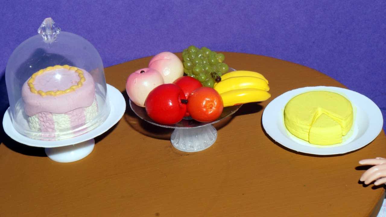 Como fazer queijo, fruteira e boleira para bonecas Barbie e outras - miniatura