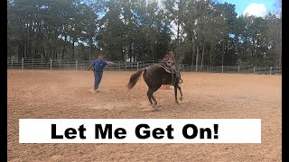 Teach your horse to stand at the mounting block to get on.