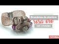 Brazalete De Alambre Oro Rosa Tejido A Crochet En Punto Peruano