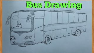 Easy Drawing Bus || How to draw Bus step by step with pencil @FarjanaDrawingAcademy