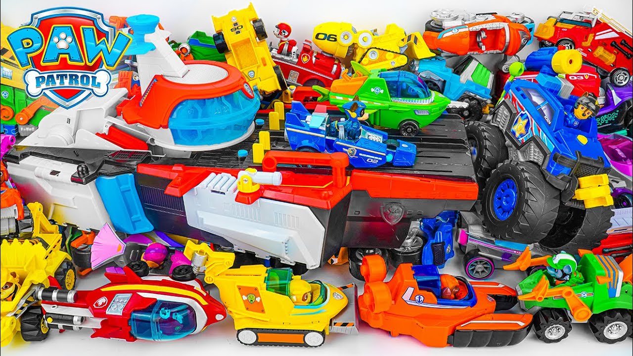 Paw Patrol Mini Trucks Review | PAW Patrol Mighty Movie Aircraft Carrier HQ | Chase Rubble Marshall