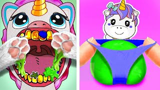 Unicorn Dental Pimples 💉🦄 * Save Paper Pets In Hospital ASMR Game Book*