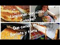 Limpieza con niños. Colecho?/Que coman de todo. Boniato al horno y tarta rápida baja en grasas