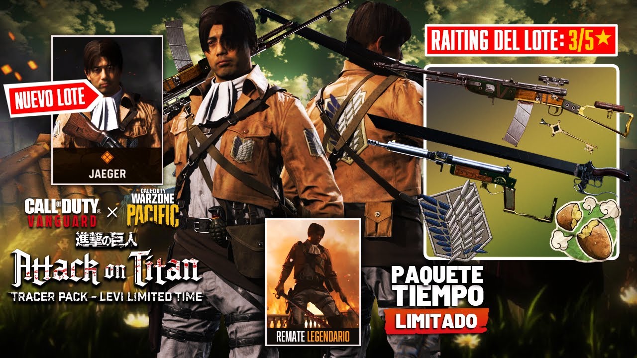 Paquete Operador ATTACK ON TITAN Levi Bundle TRACER PACK para WARZONE y VANGUARD YouTube