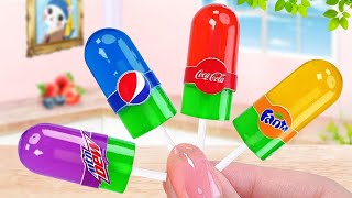 Soda Fruits Rainbow Heart Jelly 🌈 Miniature Cake Jelly Pepsi - Coca - Fanta 🌈 Min Cakes
