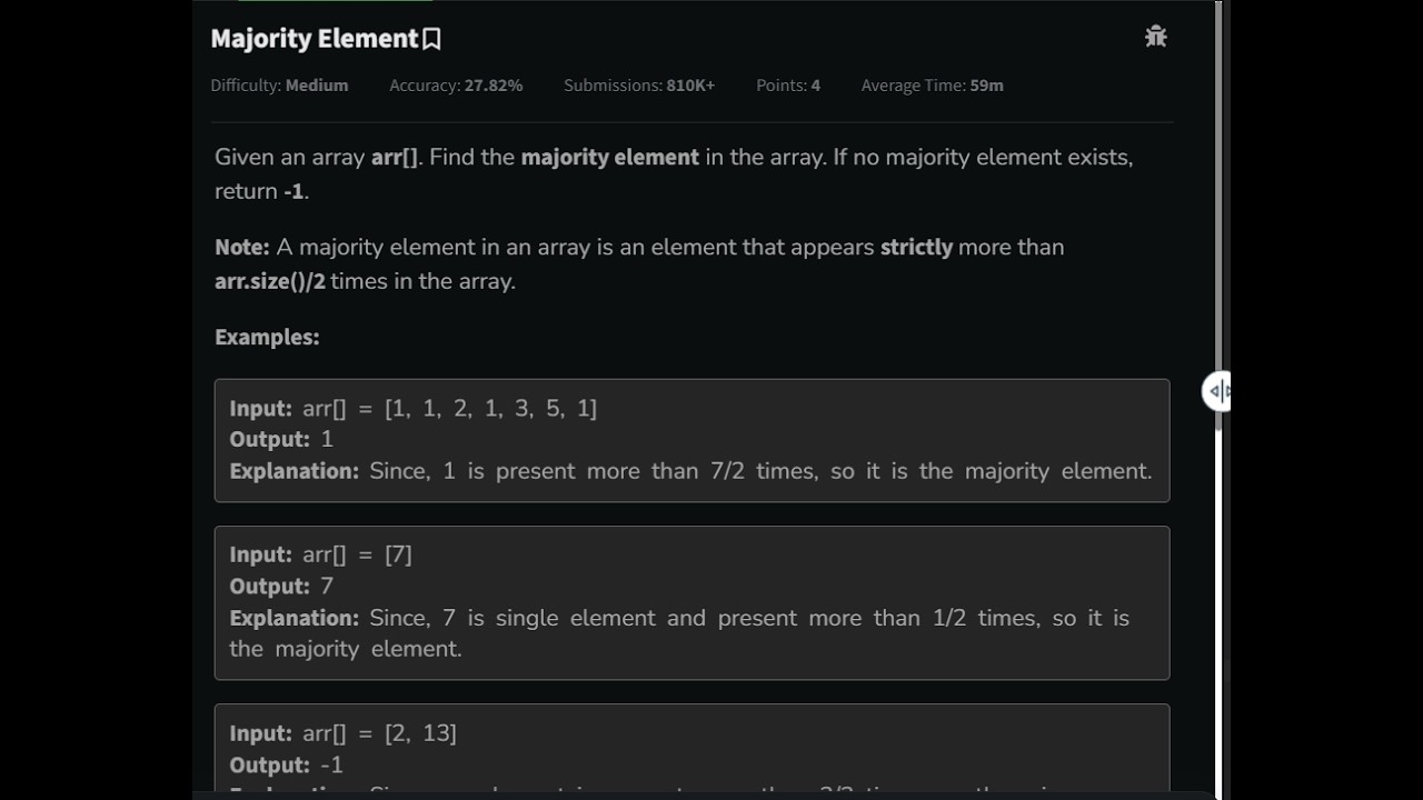 Majority Element Optimal Solution Using HashMap - YouTube