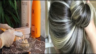 صبغه الشعر لون زيتوني خصل ثلجي في البيت بتفصيل -Dyeing hair olive color Snow tufts at home in detail