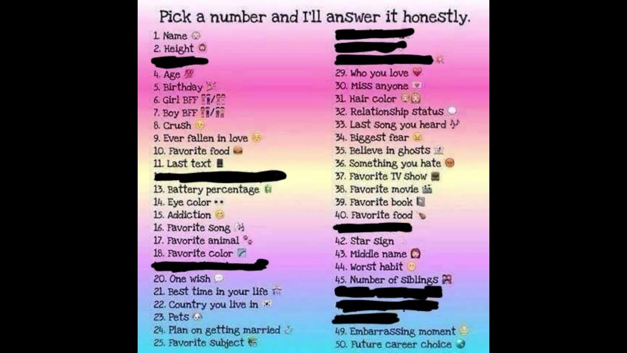 Pick a number/pick numbers and I’ll answer! - YouTube