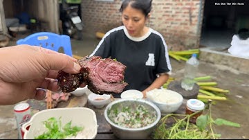 ĂN MÓN THỊT NƯỚNG TÁI & LẠP BÒ CÙNG HẠT MÁC KHÉN | Hoa Ban Tây Bắc Farm