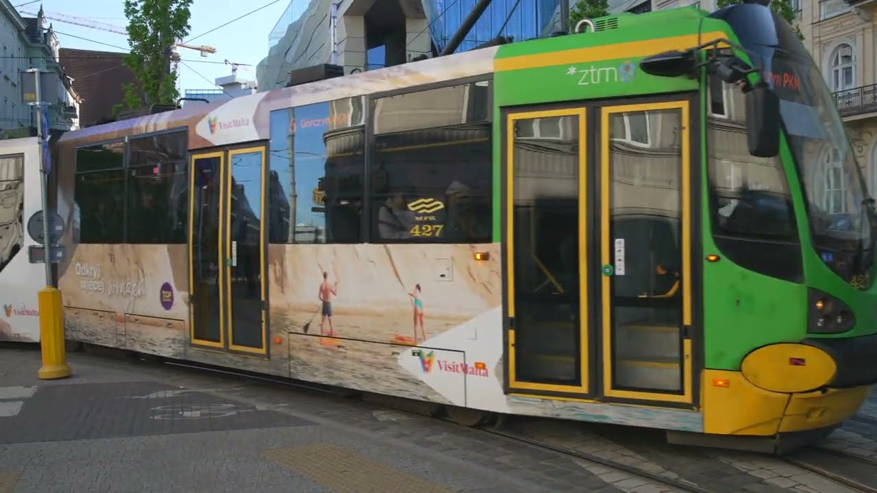 Poland, Poznań, tram 5 ride from Aleje Marcinkowskiego to Górzyn