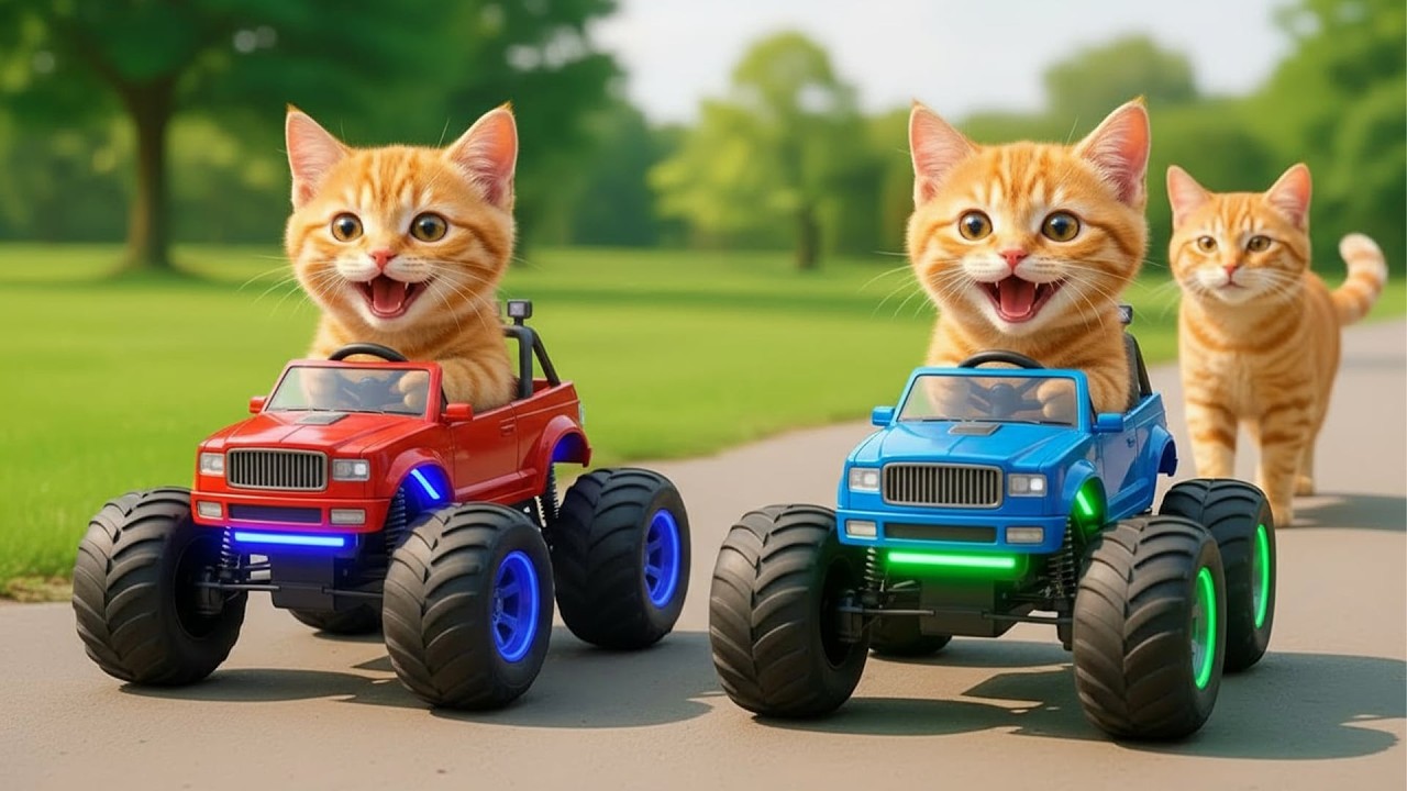 Kittens Drive Giant Monster Trucks 🚗💨 on a Crazy Mission to Rescue Mama Cat! 🐱💥