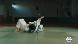 Blauwe Band Judo Sankaku-Jime Onderliggende Driehoeksverwurging