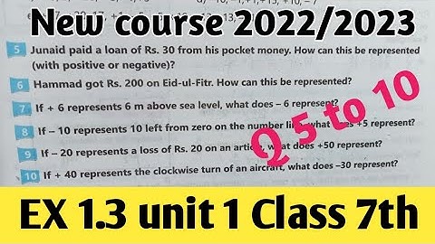 Exercise 1.3 Unit 1 Rational Number Class 7th Math Q 5 to 10| Exercise 1.3 Class 7 Math kpk 2022