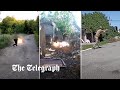 Ukrainian forces clear mines by throwing objects on them
