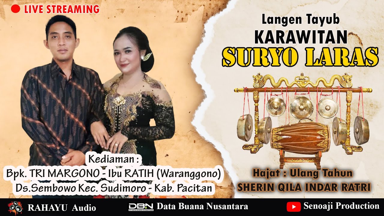 🔴Live Streaming Tayub SURYO LARAS  Rumah Bpk. TRI MARGONO/Ibu RATIH (Waranggono)  - RAHAYU Audio